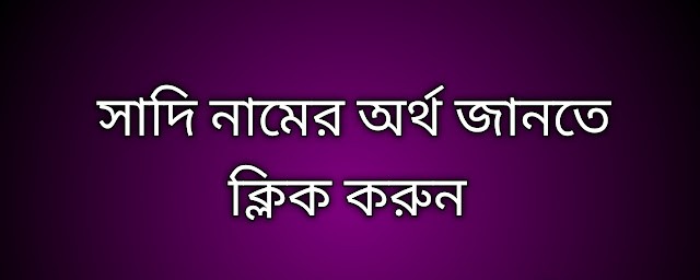 সাদি নামের অর্থ কি | Sadi namer ortho ki | Sadi name meaning in Bengali